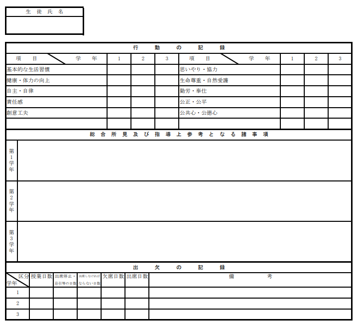 指導に関する記録裏