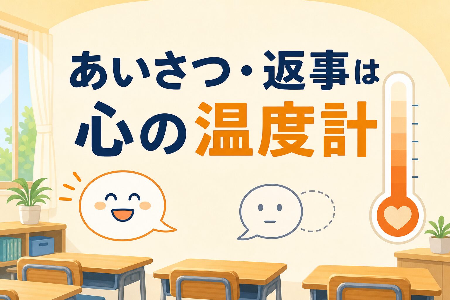 あいさつ・返事は心の温度計（ポイント1区切りの挿絵）