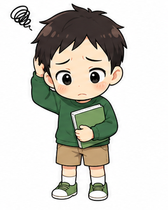 少し元気のなさそうな様子の生徒のイラスト