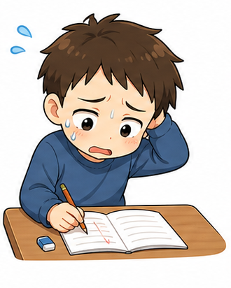 少し決まりが悪そうにしている生徒のイラスト