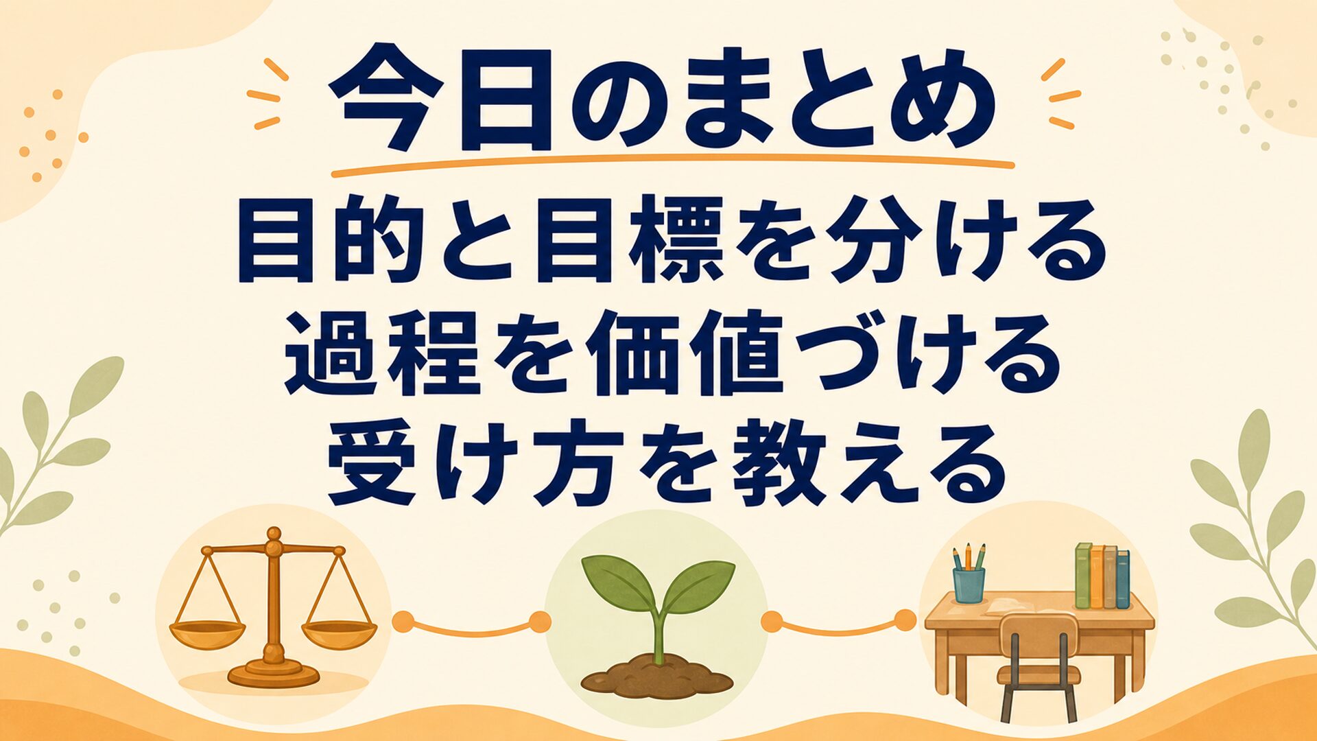 目的と目標、過程の価値づけ、テストの受け方のまとめ
