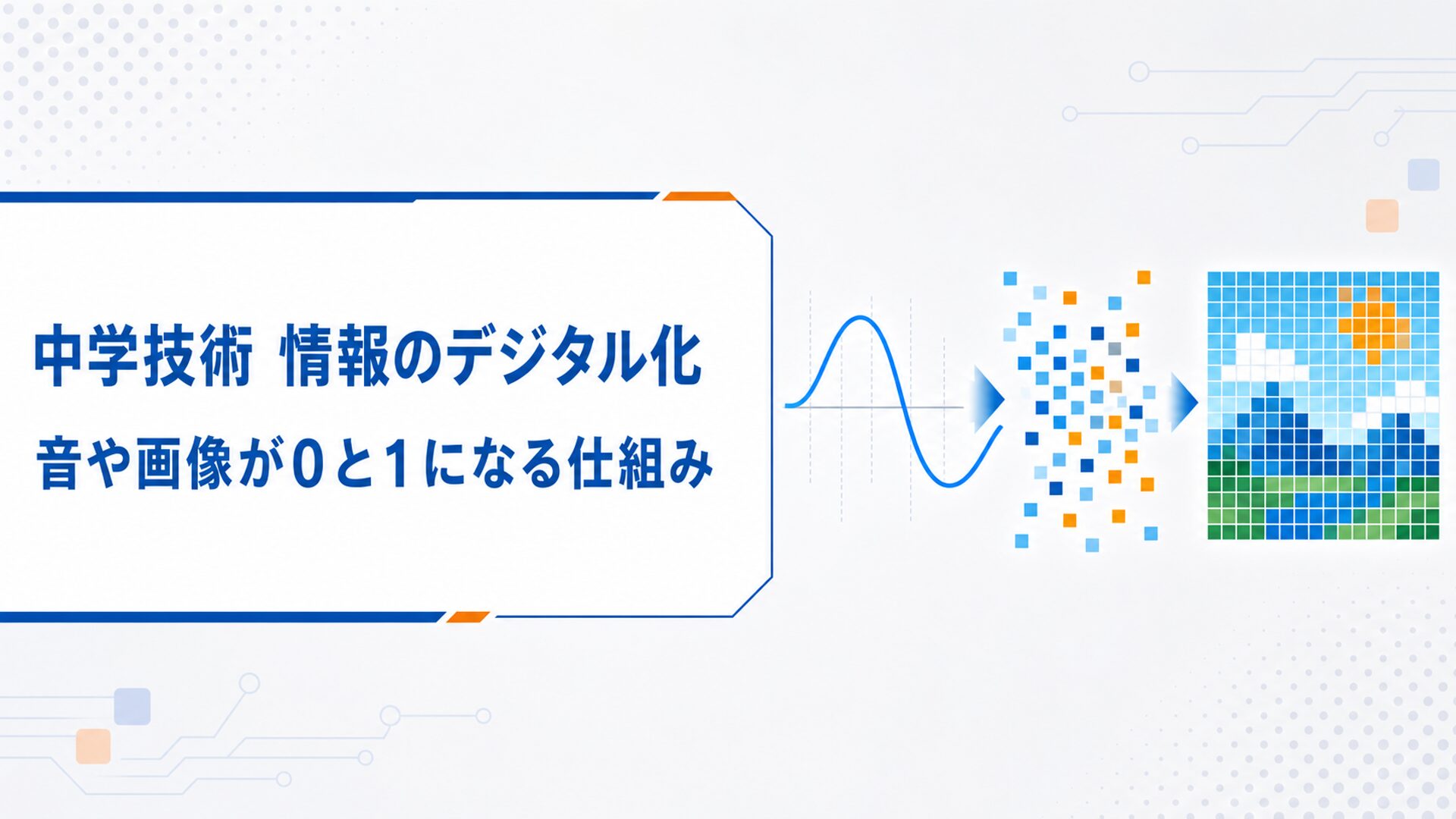 中学技術【情報のデジタル化】アナログとの違い・音や画像が0と1になる仕組みをわかりやすく解説