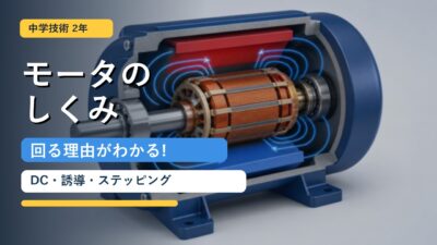 中学技術2年【モータのしくみと種類】回る理由とDC・誘導・ステッピングをわかりやすく解説