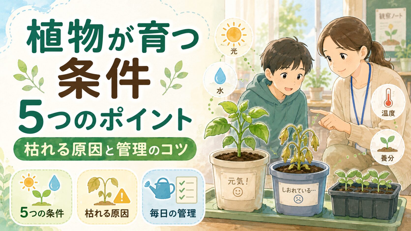 中学技術 生物育成 植物が元気に育つ条件とは？枯れる原因と栽培の基本を中学生向けに解説