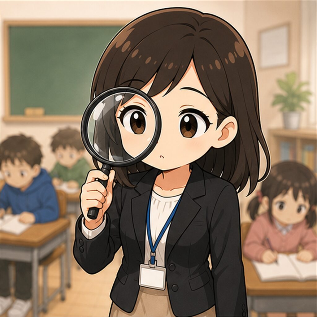 教室のようすを静かに見取る先生