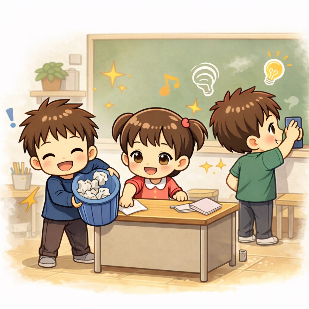 学級全体で活動に取り組む活気のある教室