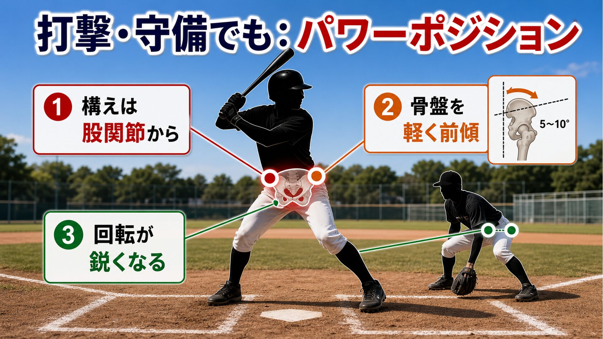 打撃と守備のパワーポジション