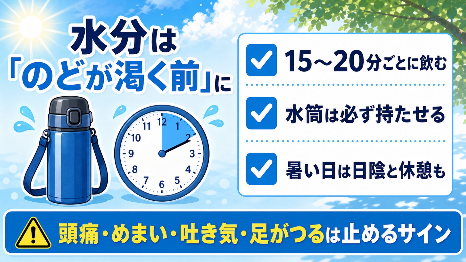 水分はのどが渇く前に