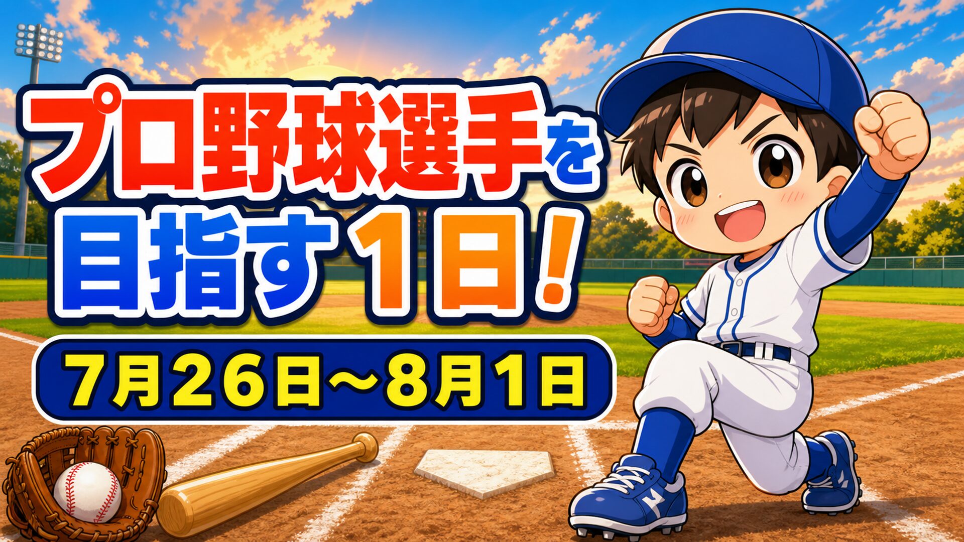プロ野球選手を目指す１日！７月２６日～８月１日