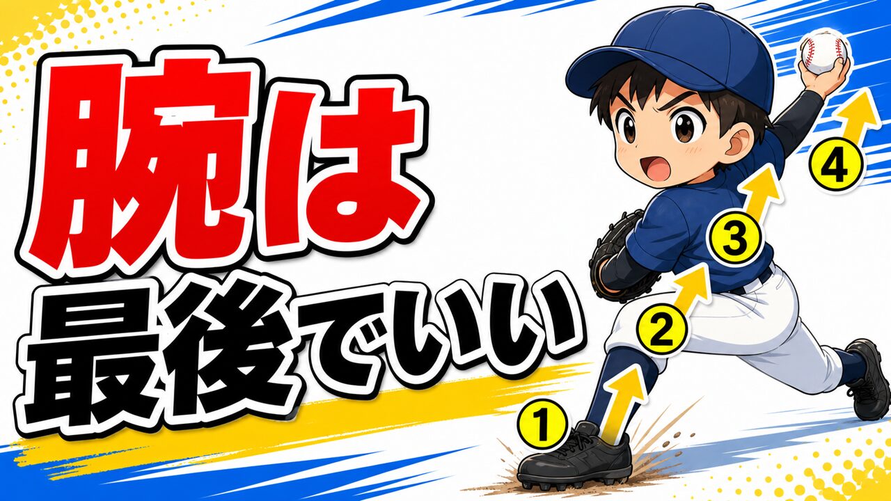 【野球のコツ】腕を速く振っても球が速くならない理由｜下半身→体幹→腕の運動連鎖の作り方｜プロ野球選手への道