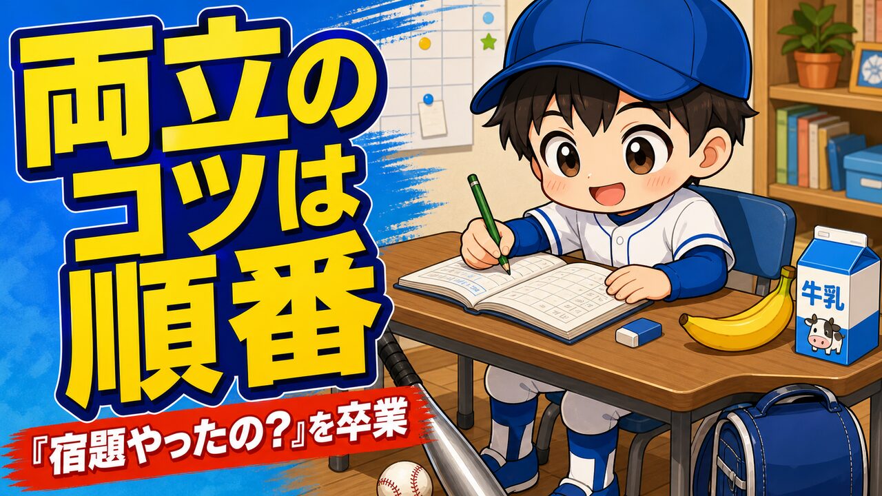 【親のための野球】練習と勉強の両立、コツは「順番の固定」でした|わが家の平日ルーティン|プロ野球選手への道