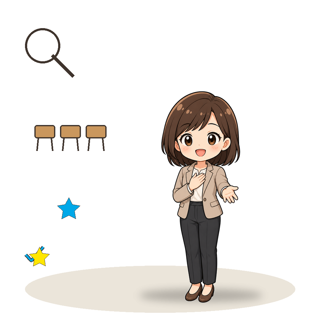 黒板に短い指示を書いて示す先生