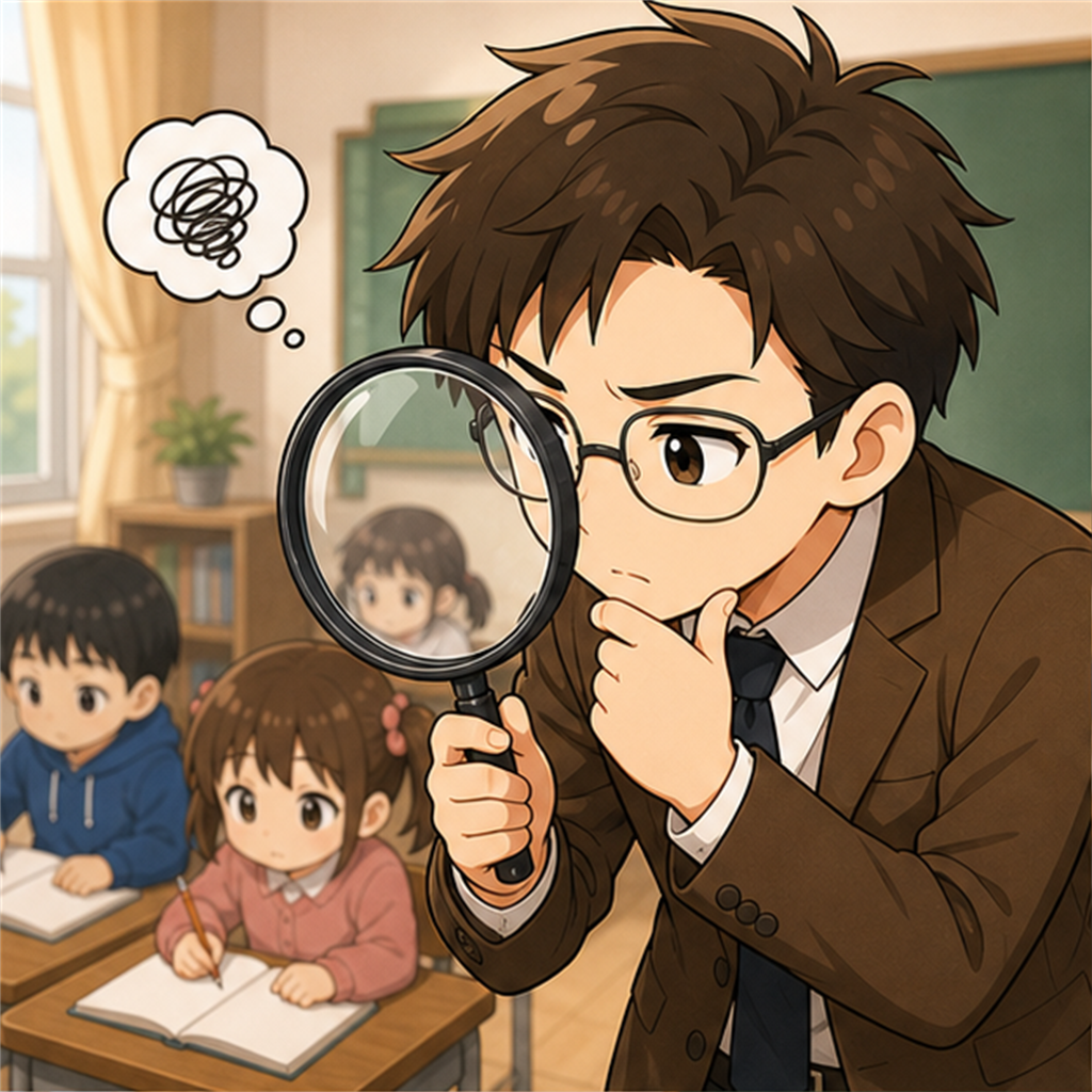 教室の様子を決めつけずに観察する先生