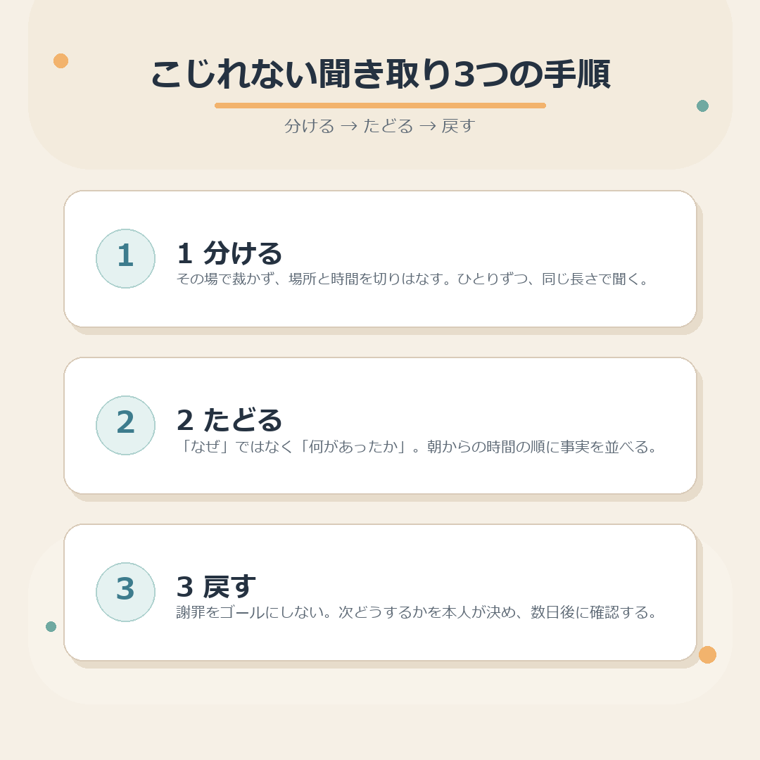 こじれない聞き取り3つの手順のまとめ