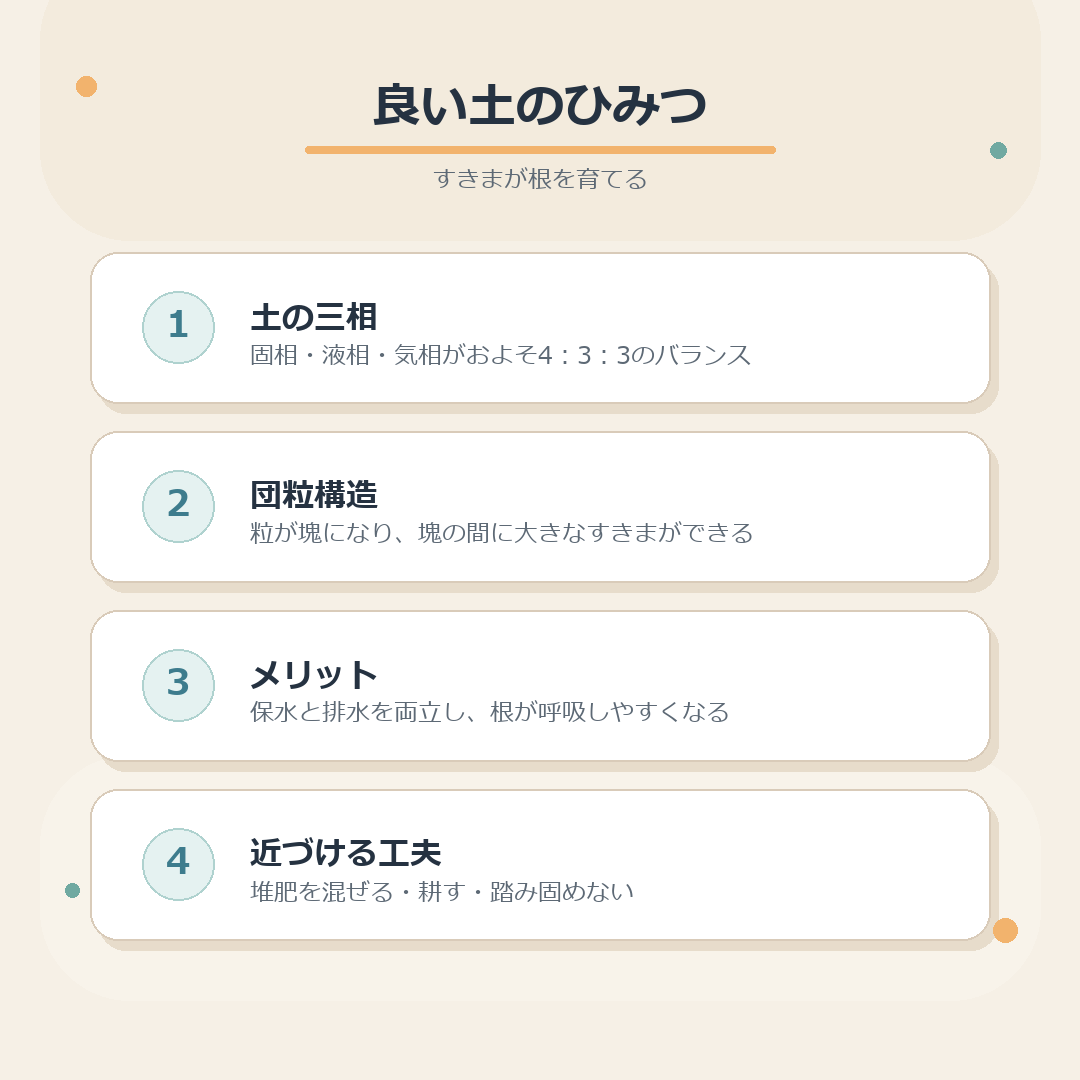 土の三相と団粒構造のまとめ図解