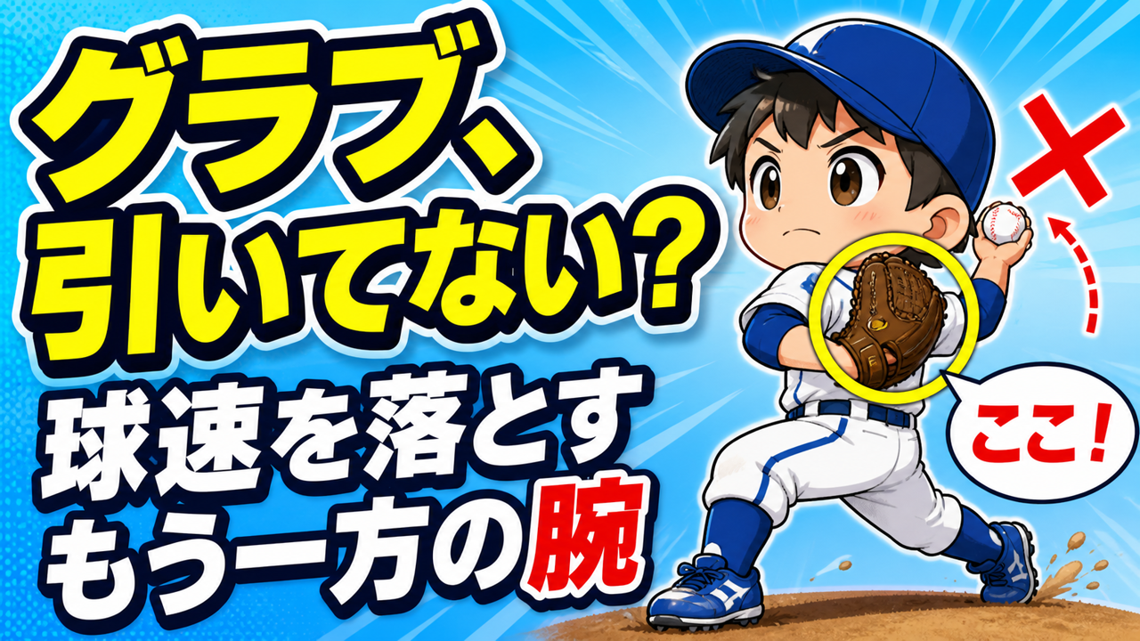 【野球のコツ】球速を落としているのは、投げていない方の腕|グラブ側の腕の使い方|プロ野球選手への道