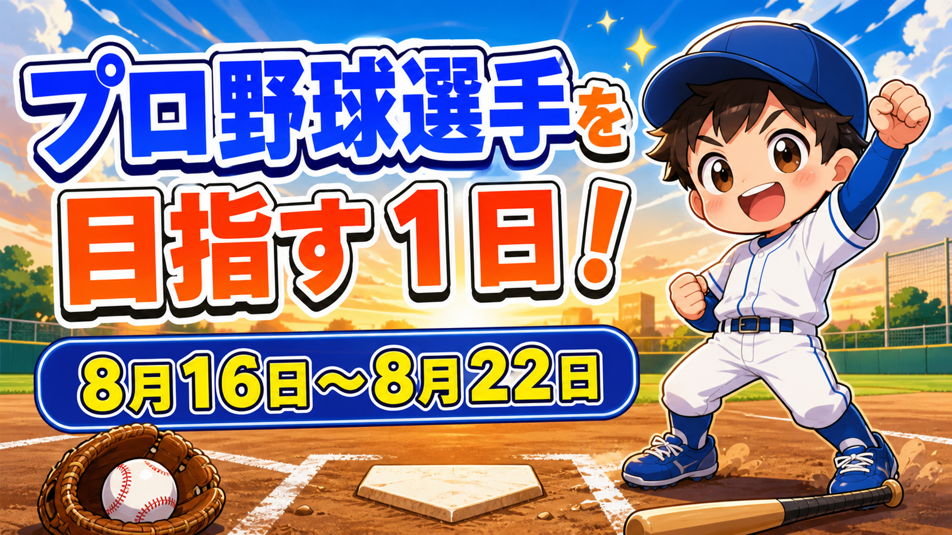プロ野球選手を目指す１日！８月１６日～８月２２日