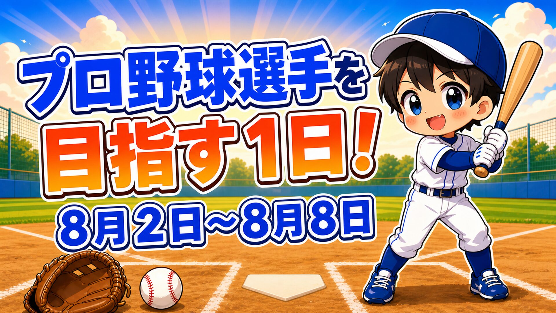 プロ野球選手を目指す１日！８月２日～８月８日