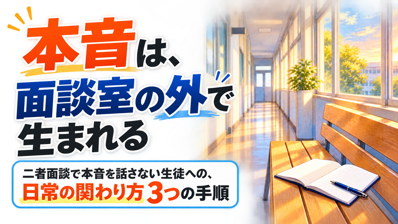 【中学校】二者面談で本音を話さない生徒への、日常の関わり方3つの手順