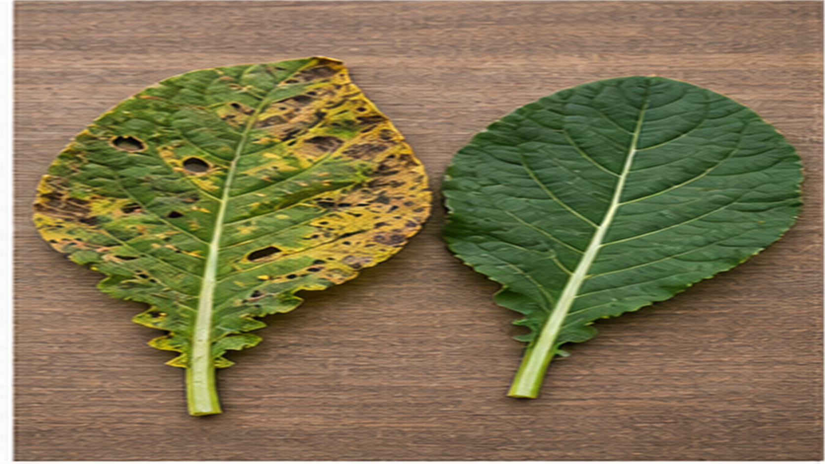 葉に出た白い斑点を観察するイメージ