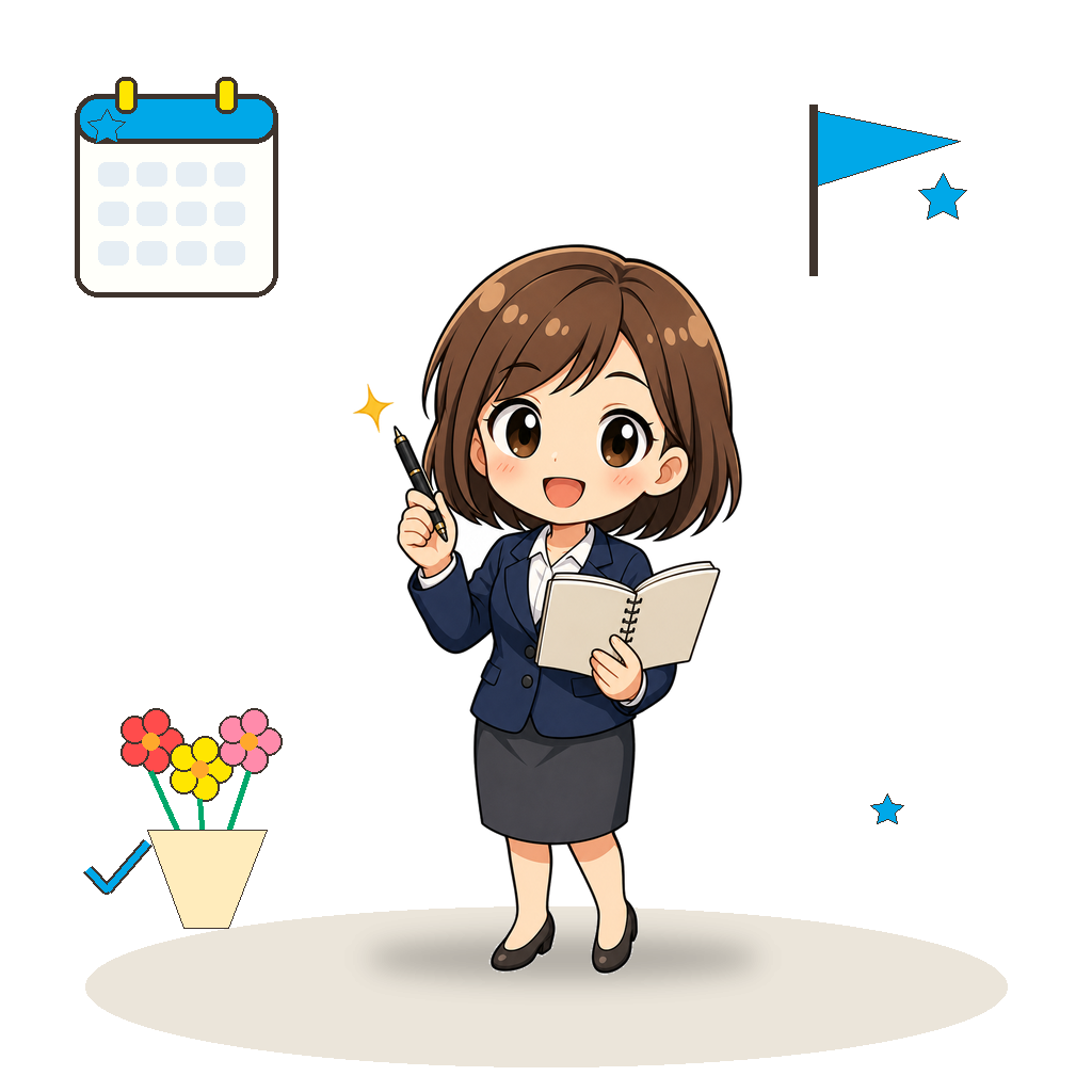 行事の準備をしながら言葉を選ぶ教師の様子