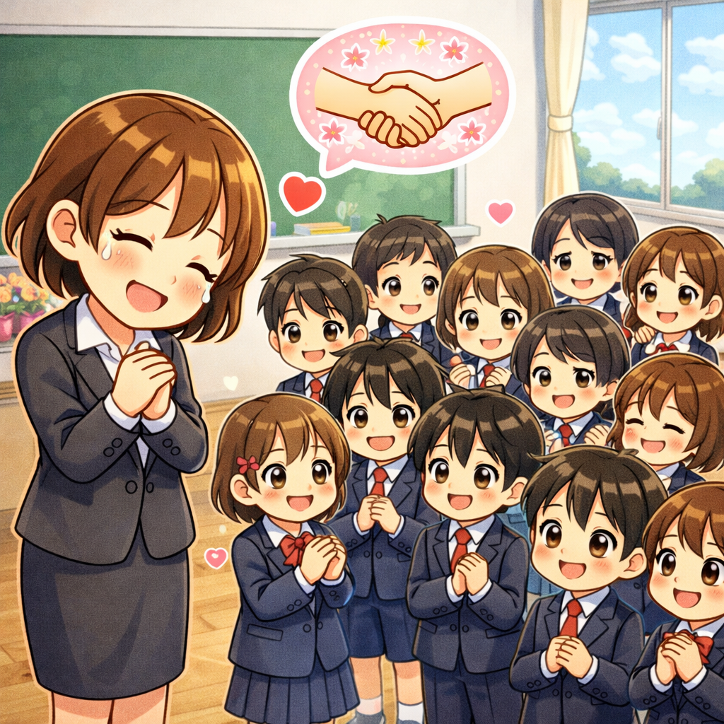 係の子に温かく声をかける先生の様子