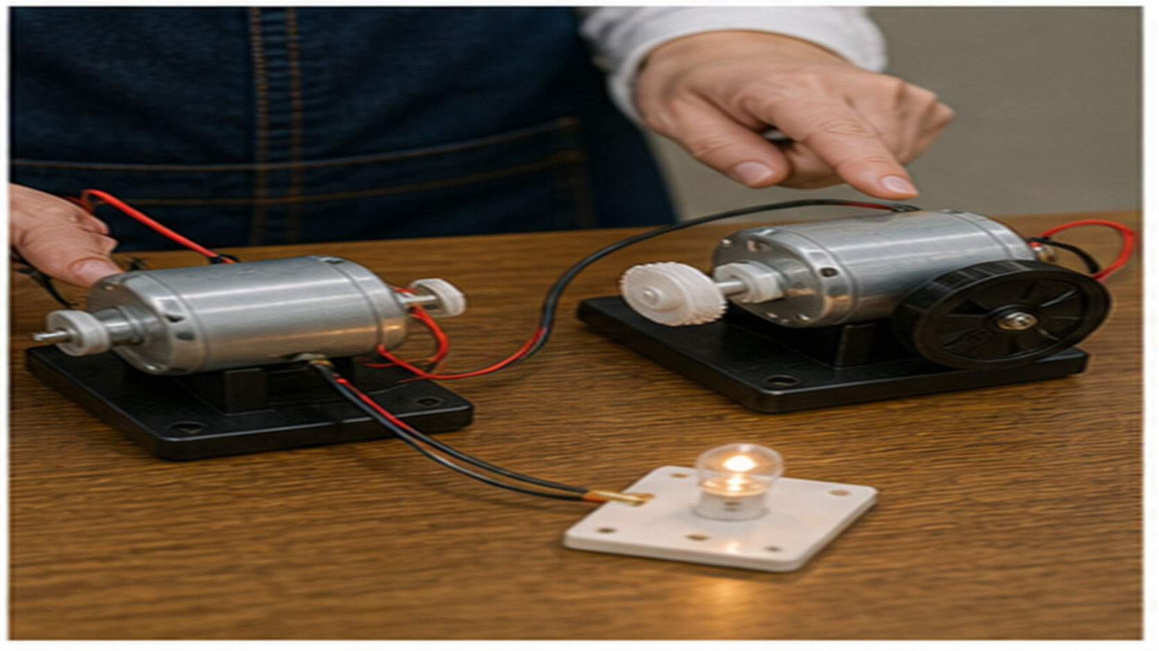 モータと発電機の関係で回生ブレーキを説明する図