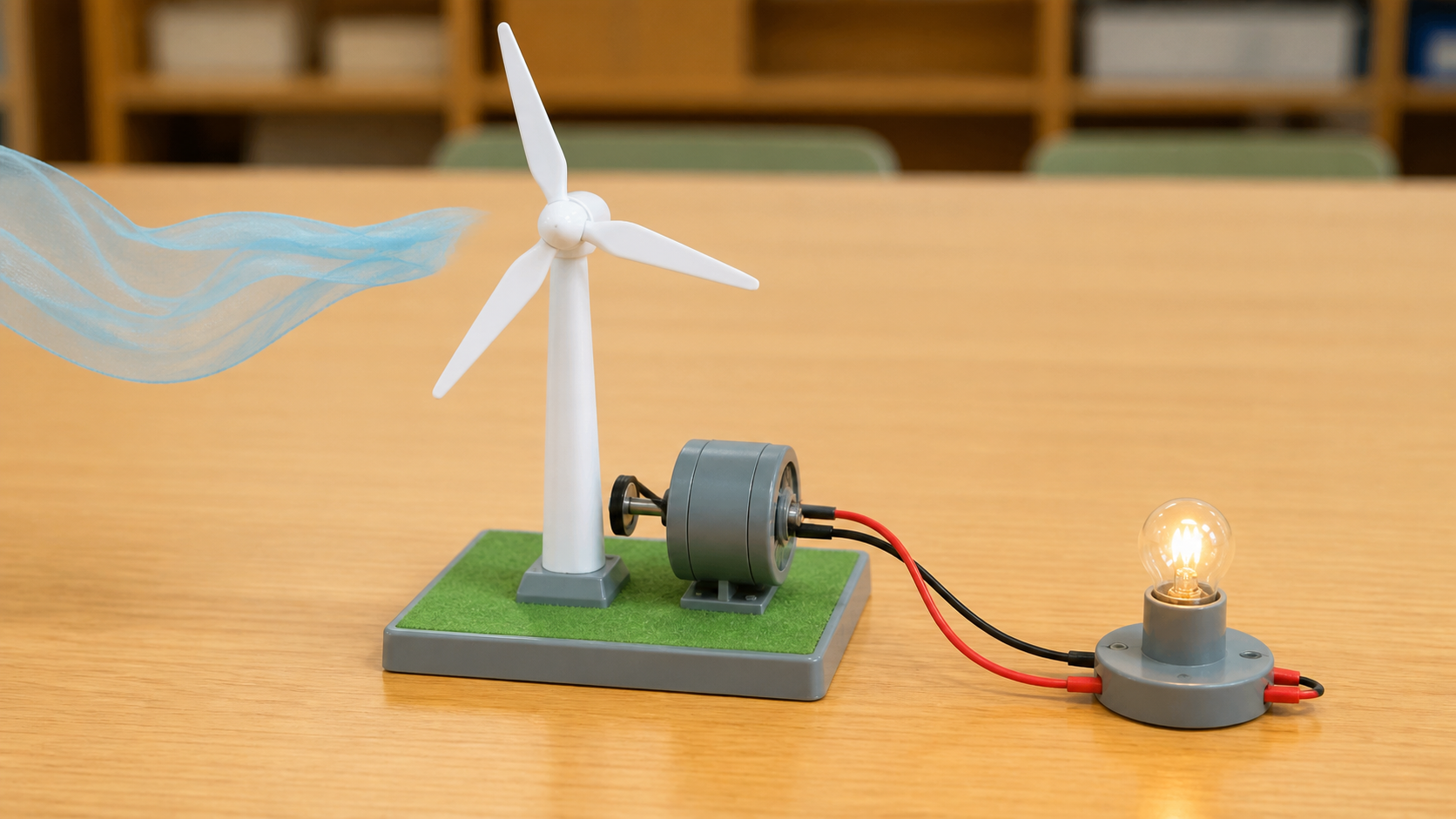 風力発電の風車とランプのしくみ