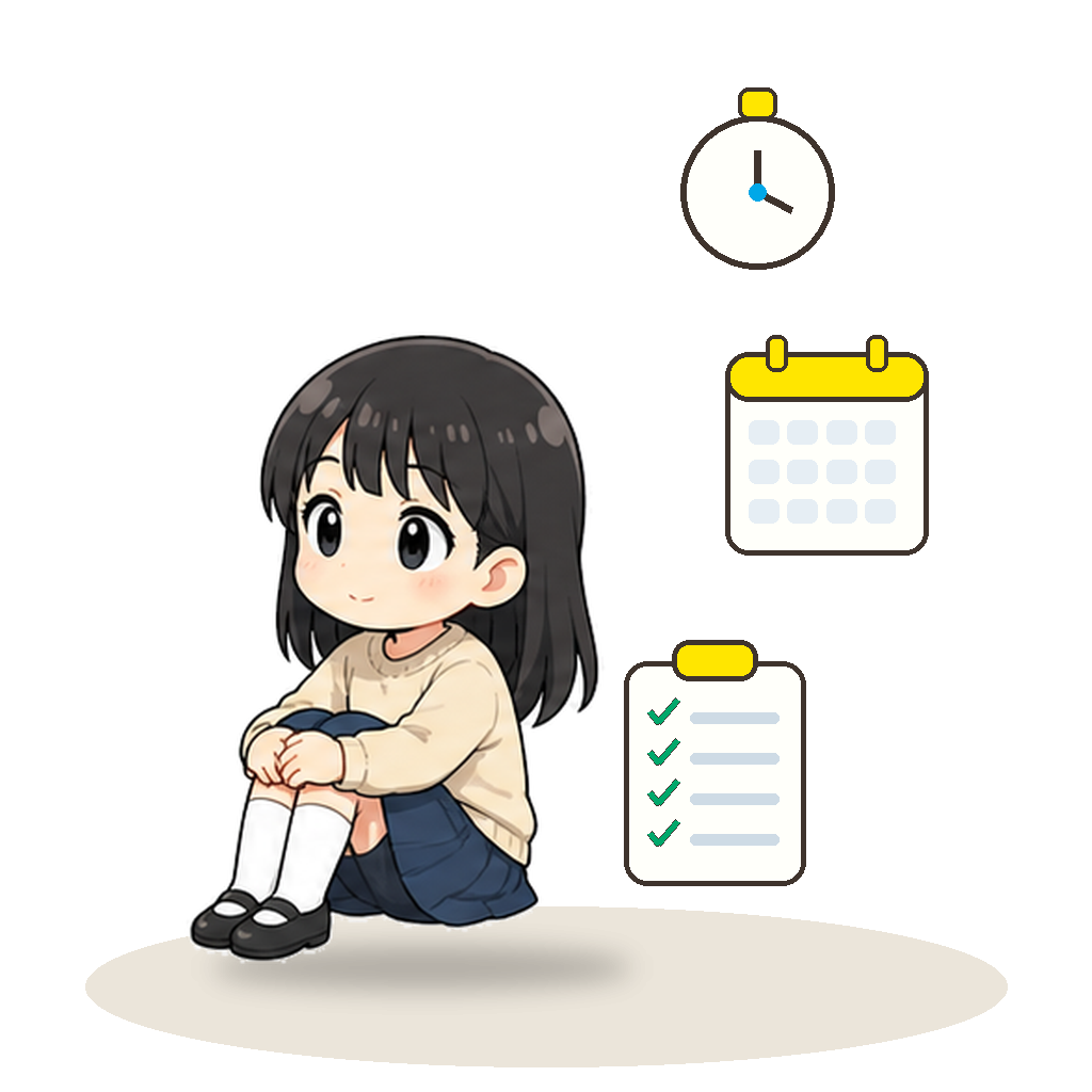 時間の話を聞く生徒のイラスト