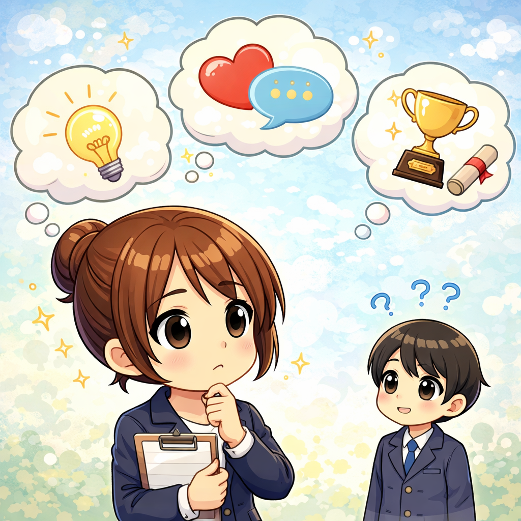 3つの概念を示す先生