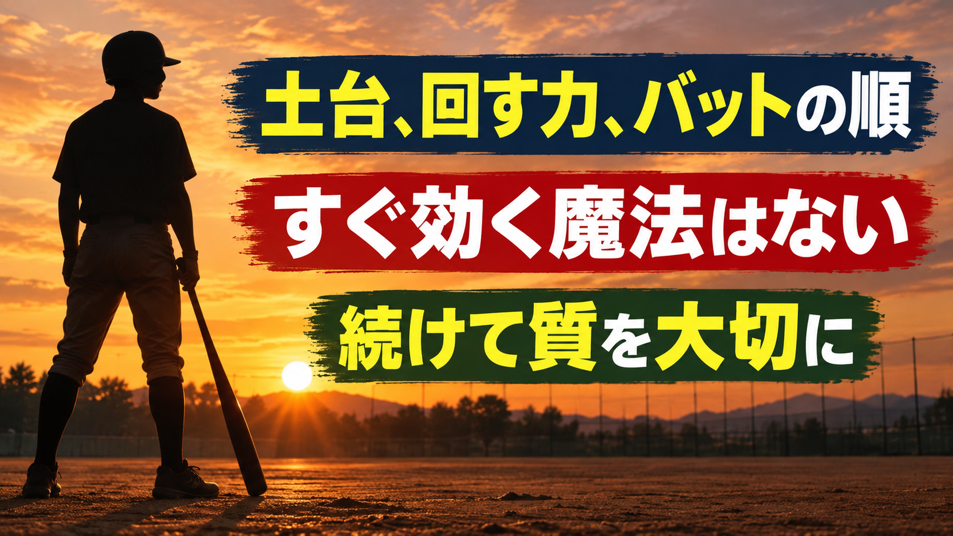 土台、回す力、バットの順・すぐ効く魔法はない・続けて質を大切に