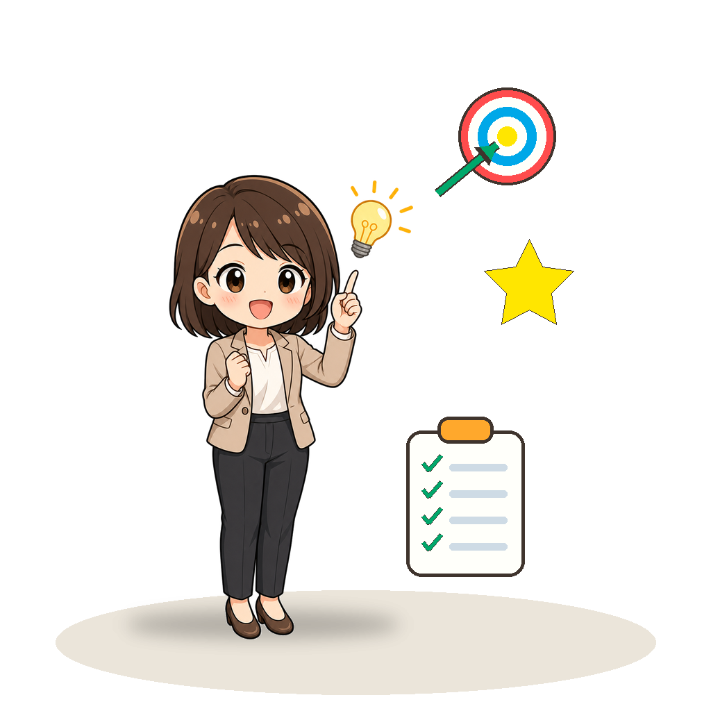 アイデアを思いつく様子を示す先生