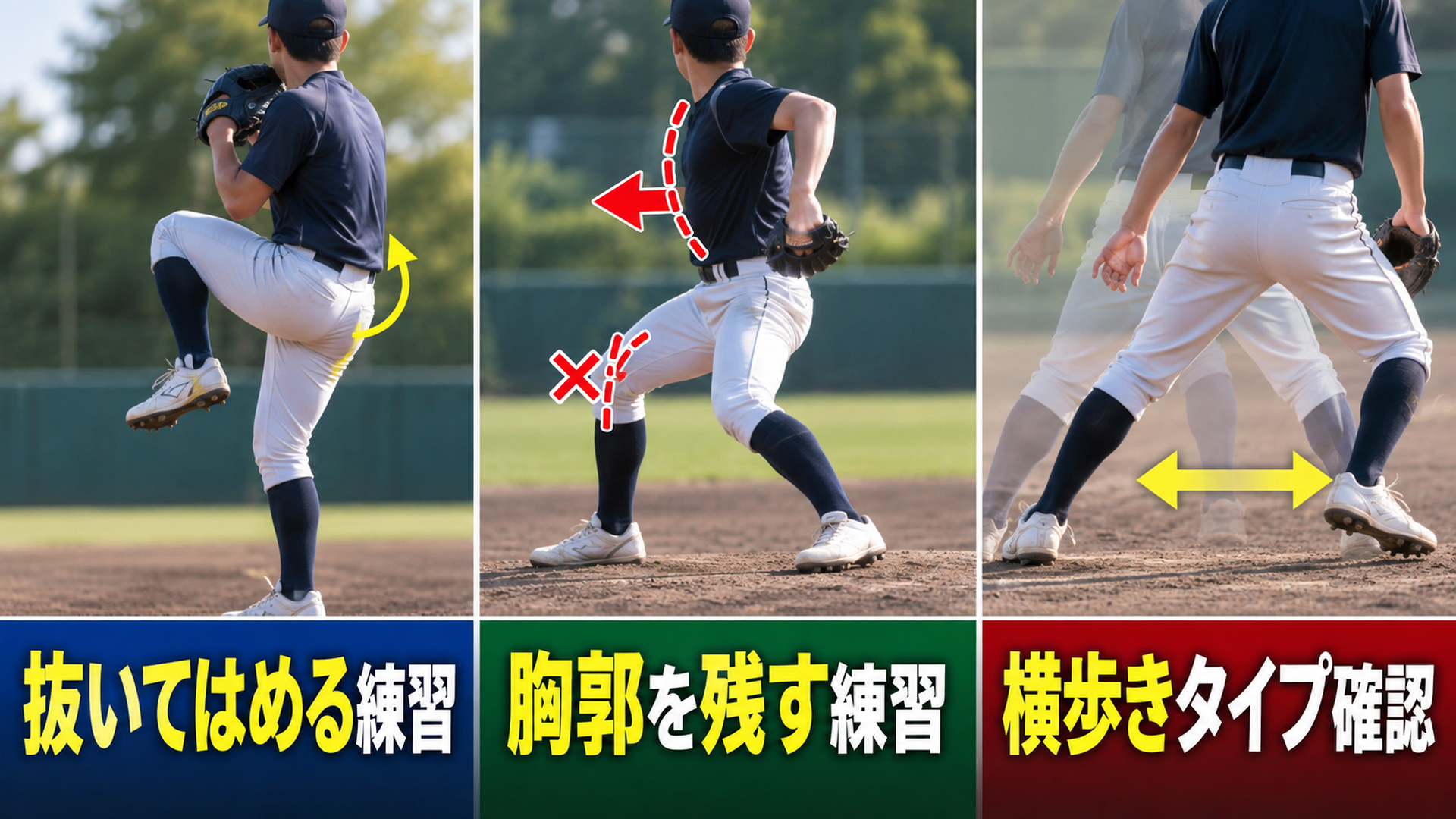 抜いてはめる練習・胸郭を残す練習・横歩きタイプ確認