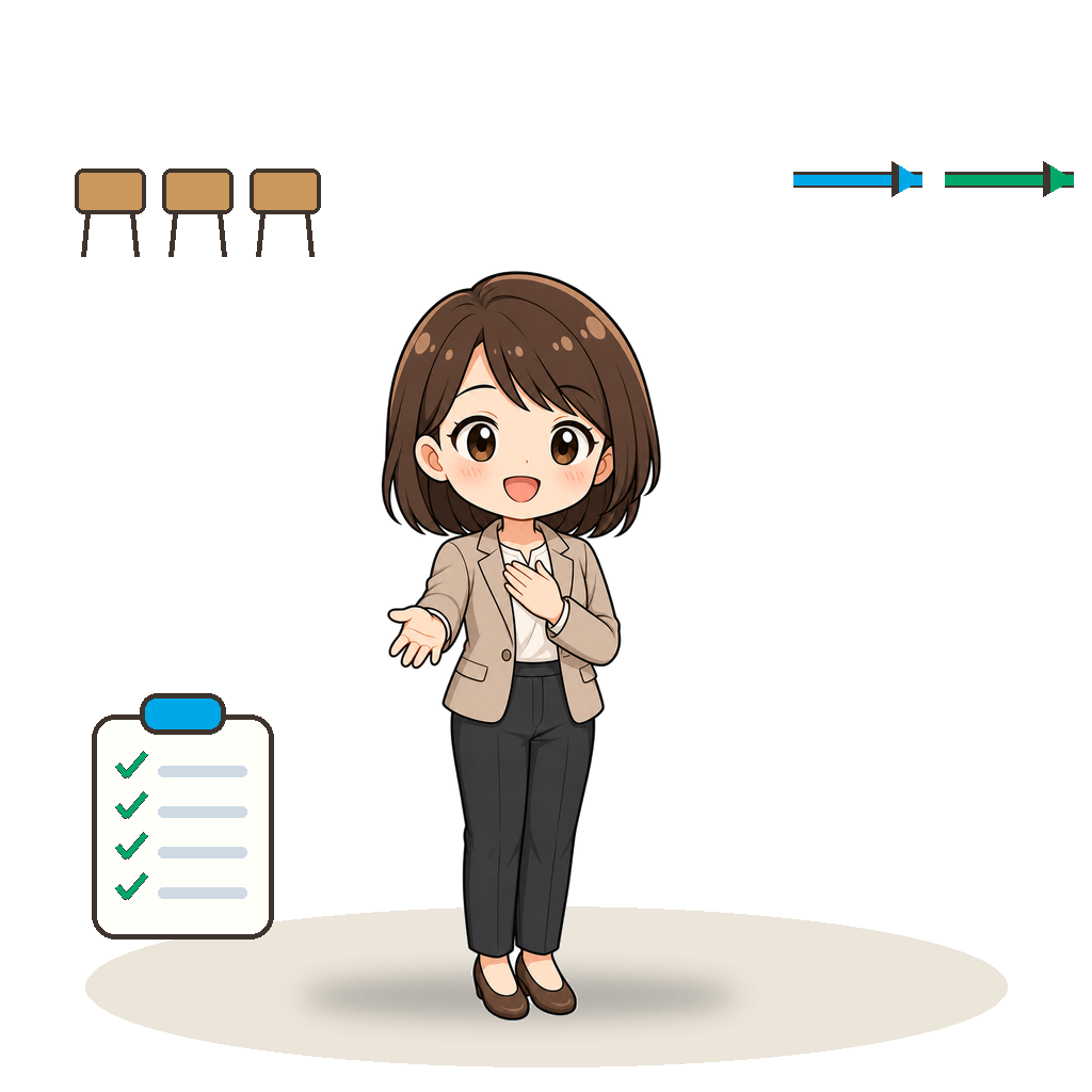 生徒に説明する女性教師