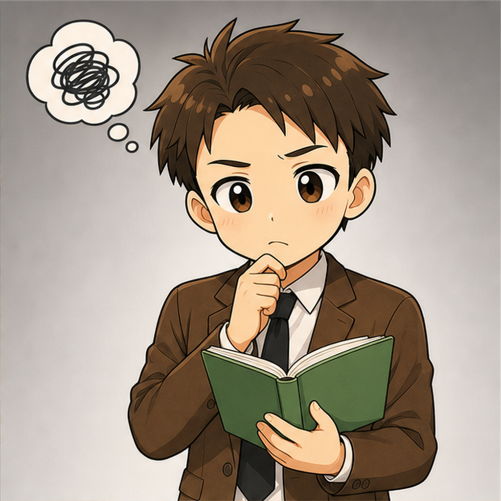 本を読んで考える男性教師