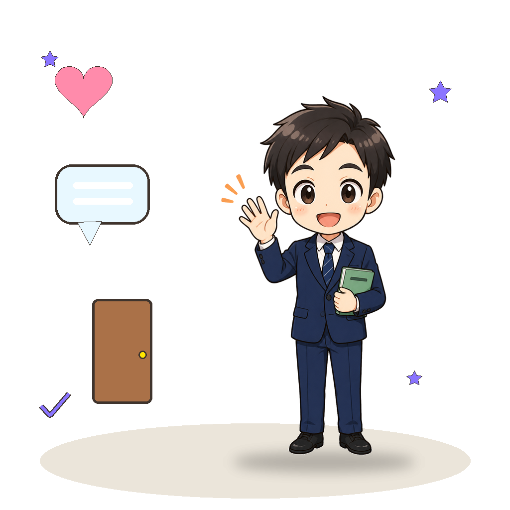 手を振る男性教師