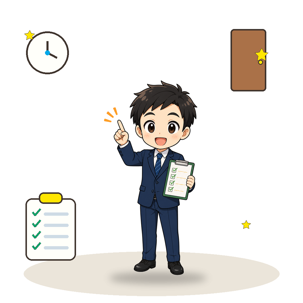 毎日の習慣を確認する教師のイラスト