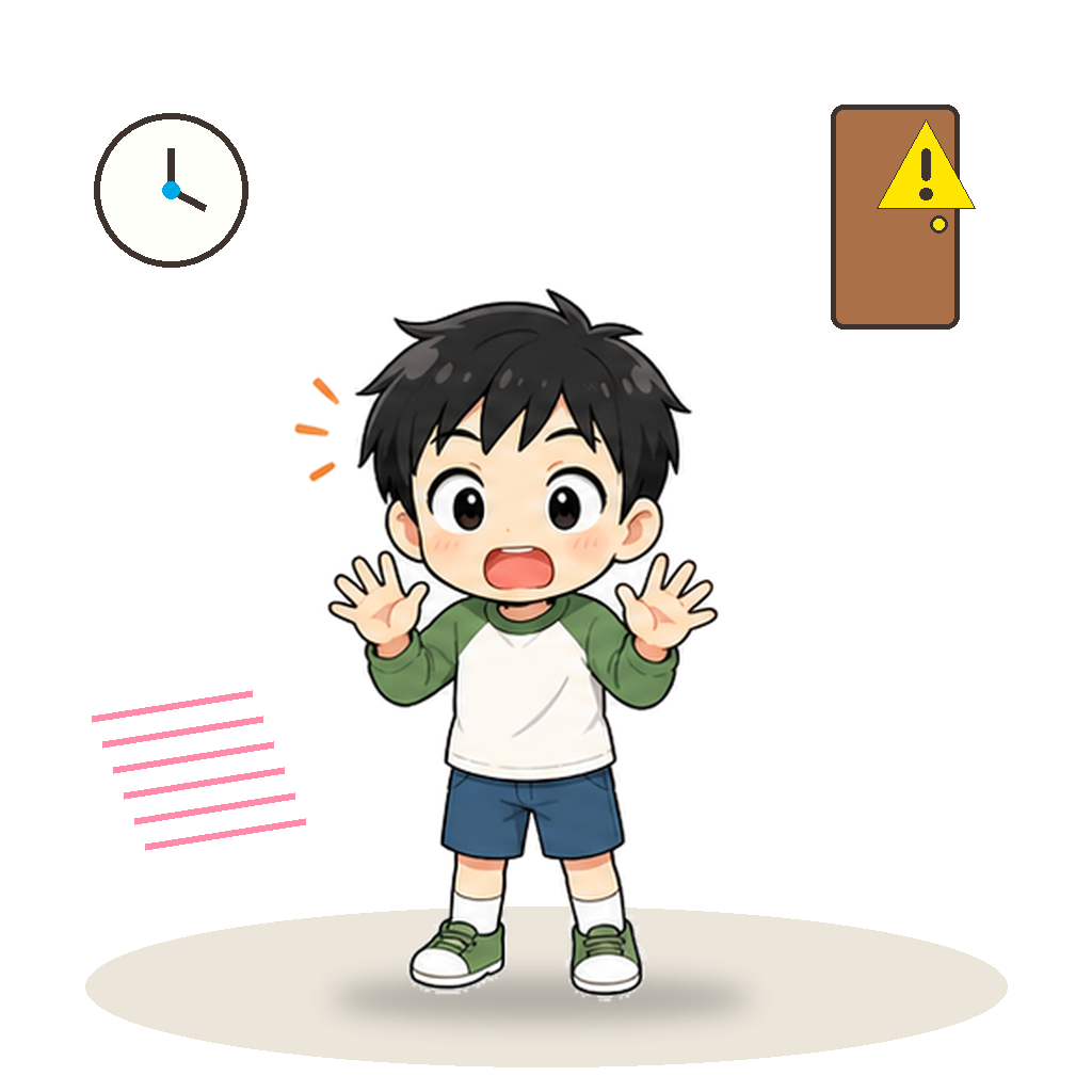 驚いた表情の生徒のイラスト