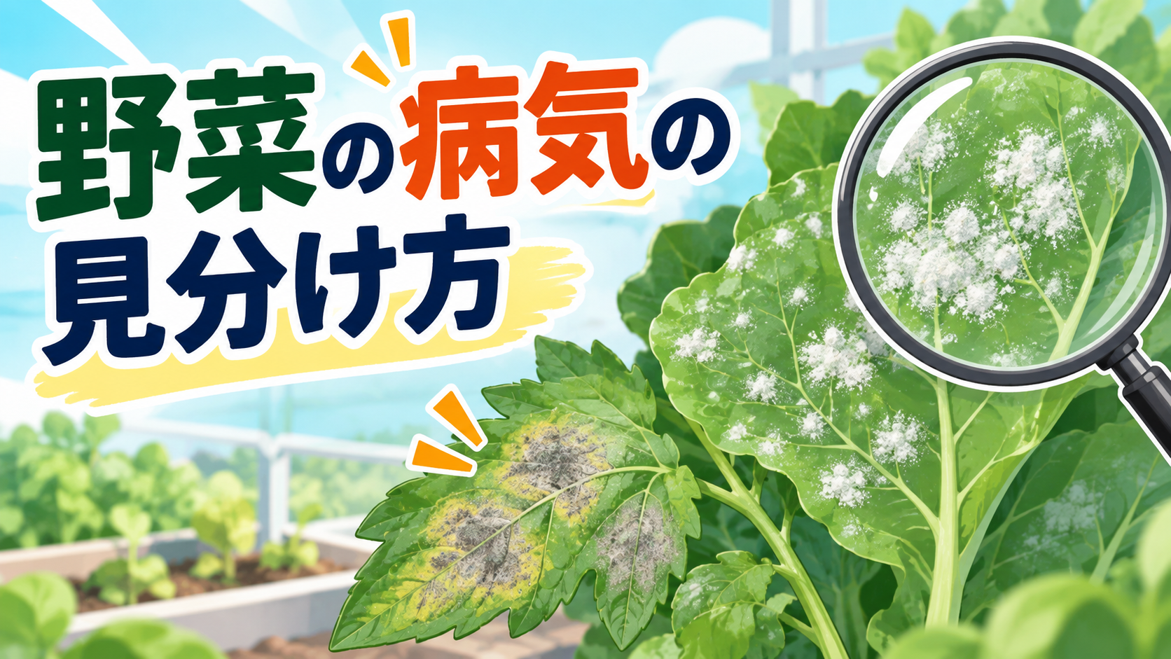 【中学技術】野菜の病気3つの見分け方|うどんこ病・べと病・立枯病