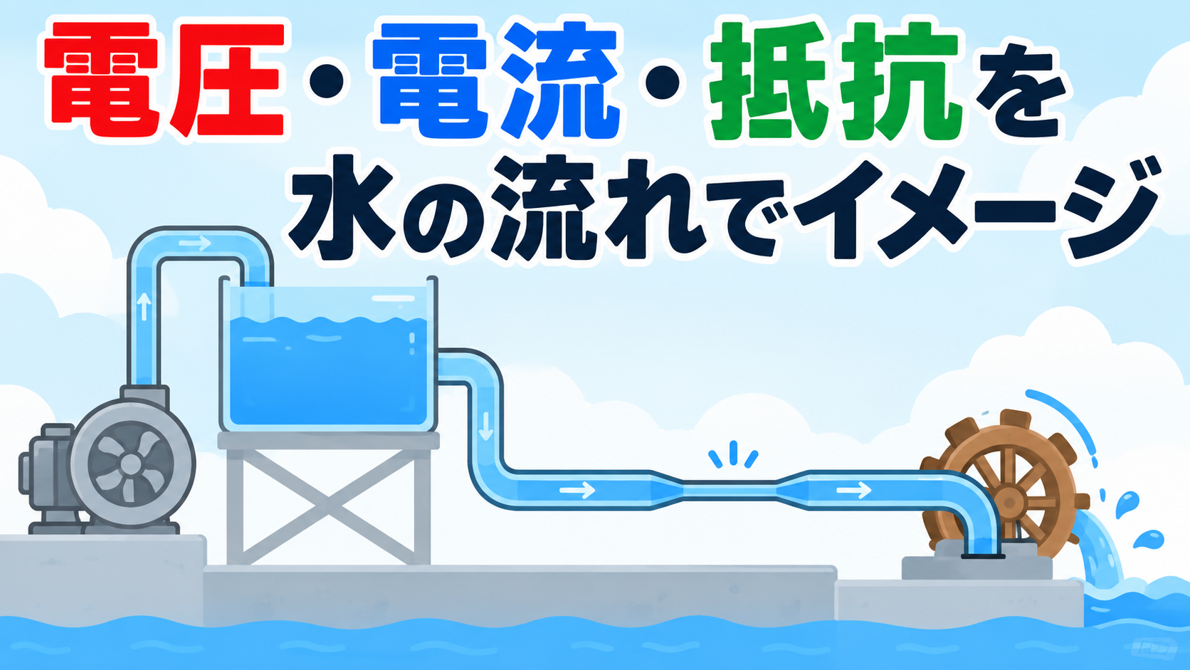 中学技術【電圧・電流・抵抗】水の流れでイメージをつかむ考え方をわかりやすく解説