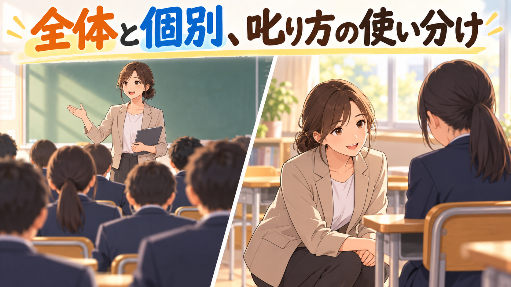 【中学校】叱り方に迷ったら|全体と個別を使い分ける3つの基準