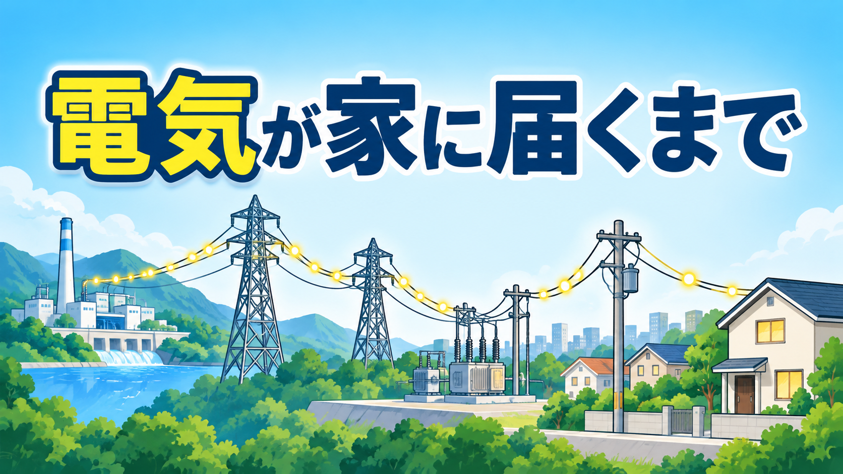 【中学技術】電気が家に届くまで｜送電・変電・配電と電圧の変化をわかりやすく解説