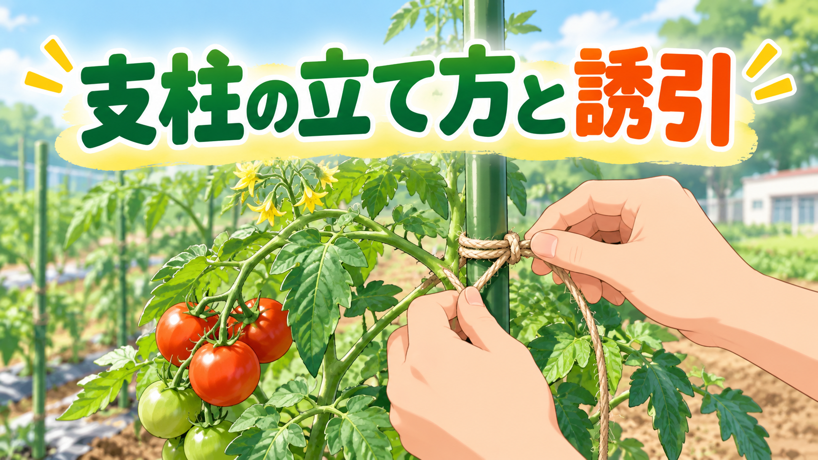 中学技術【支柱の立て方と誘引】倒さない・折らないコツをわかりやすく解説