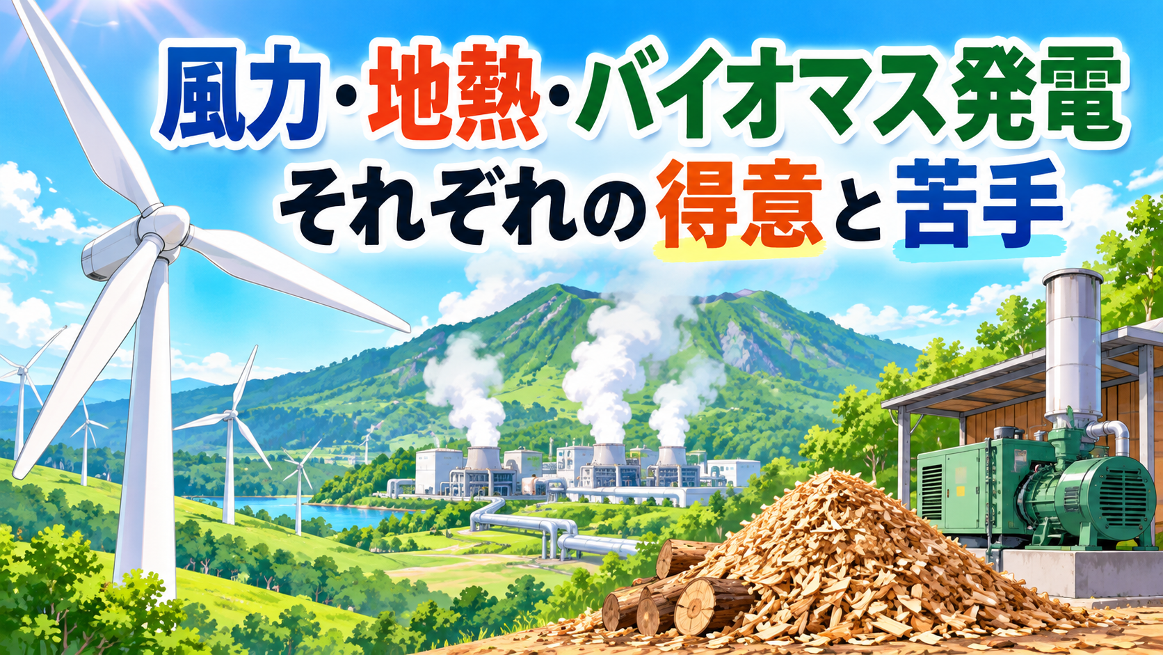 風力・地熱・バイオマス発電の特徴｜中学技術のテスト前に確認したい3つのポイント