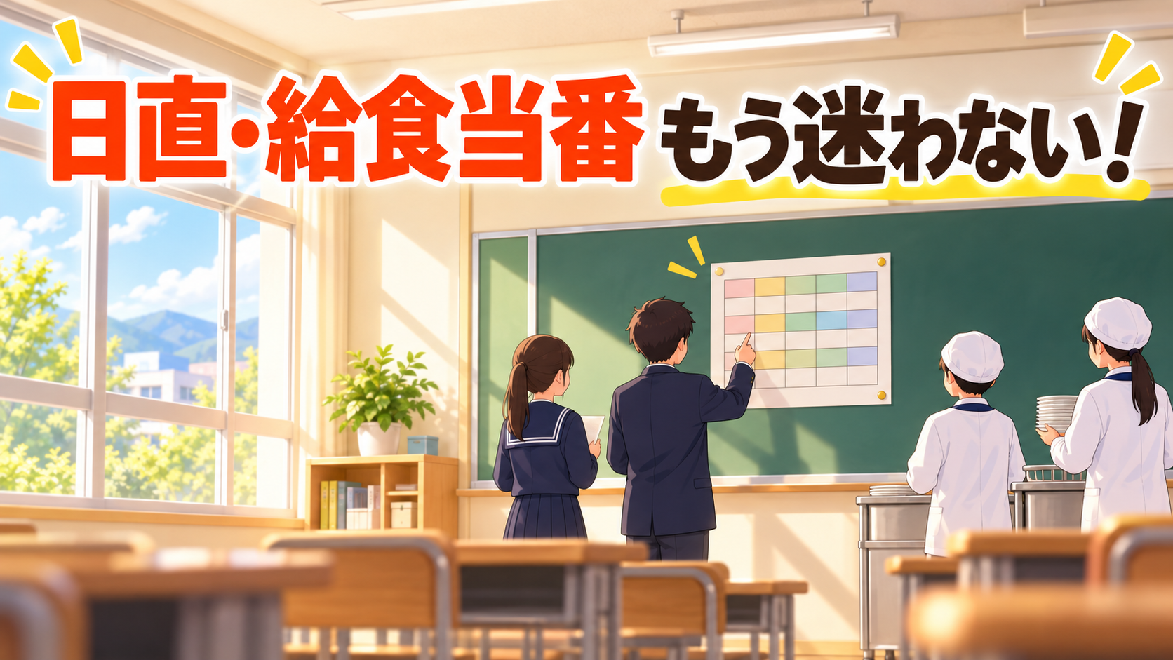 日直・給食当番表の作り方と回し方5パターン【中学校】