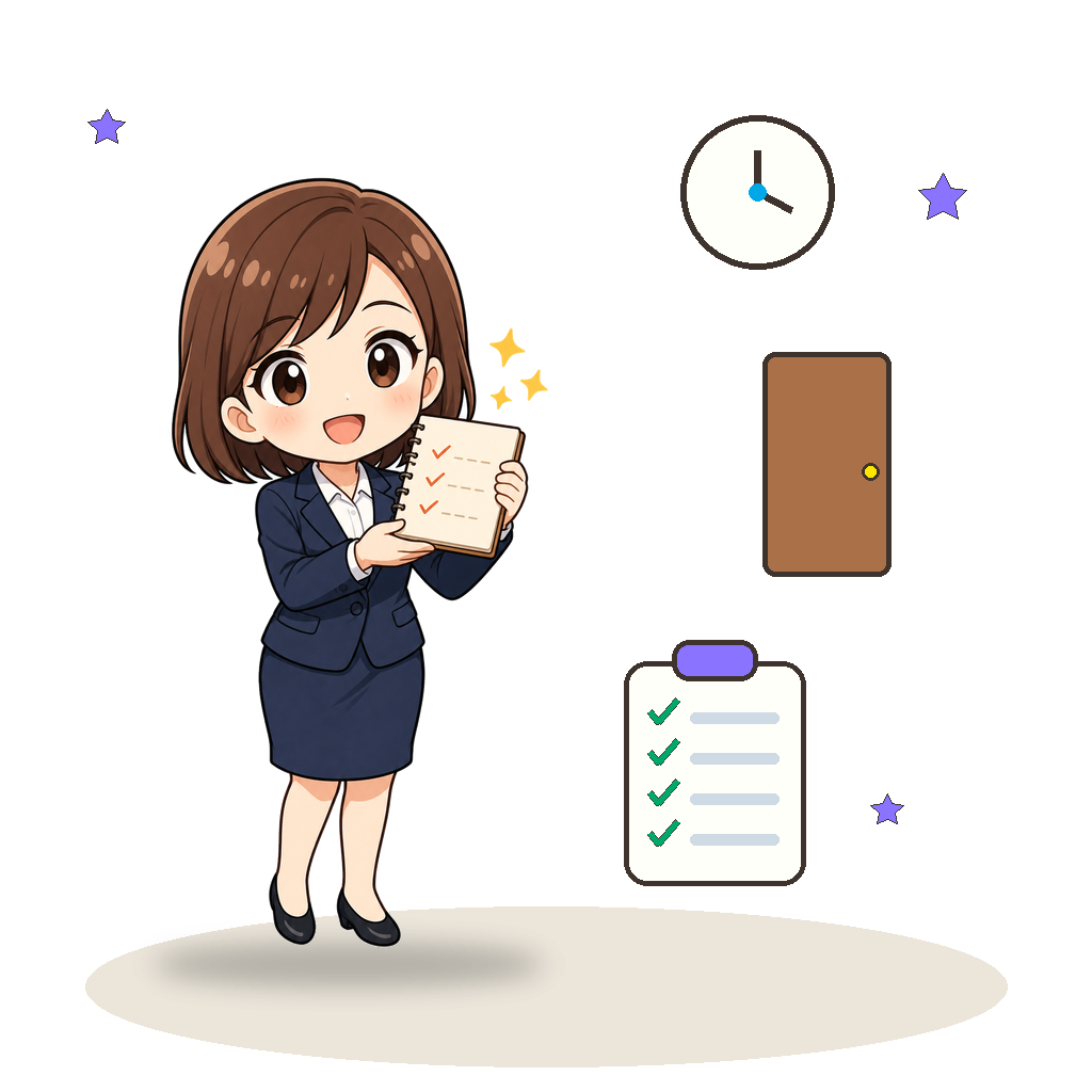 資料を抱えて説明する先生の様子
