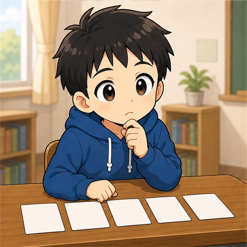 将来について考える児童のイラスト