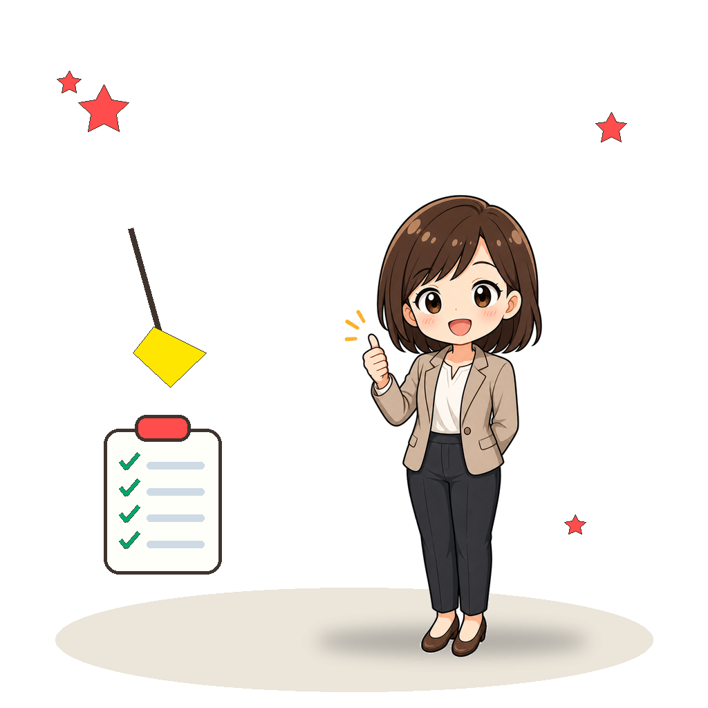 児童の役割を指し示す教師のイラスト