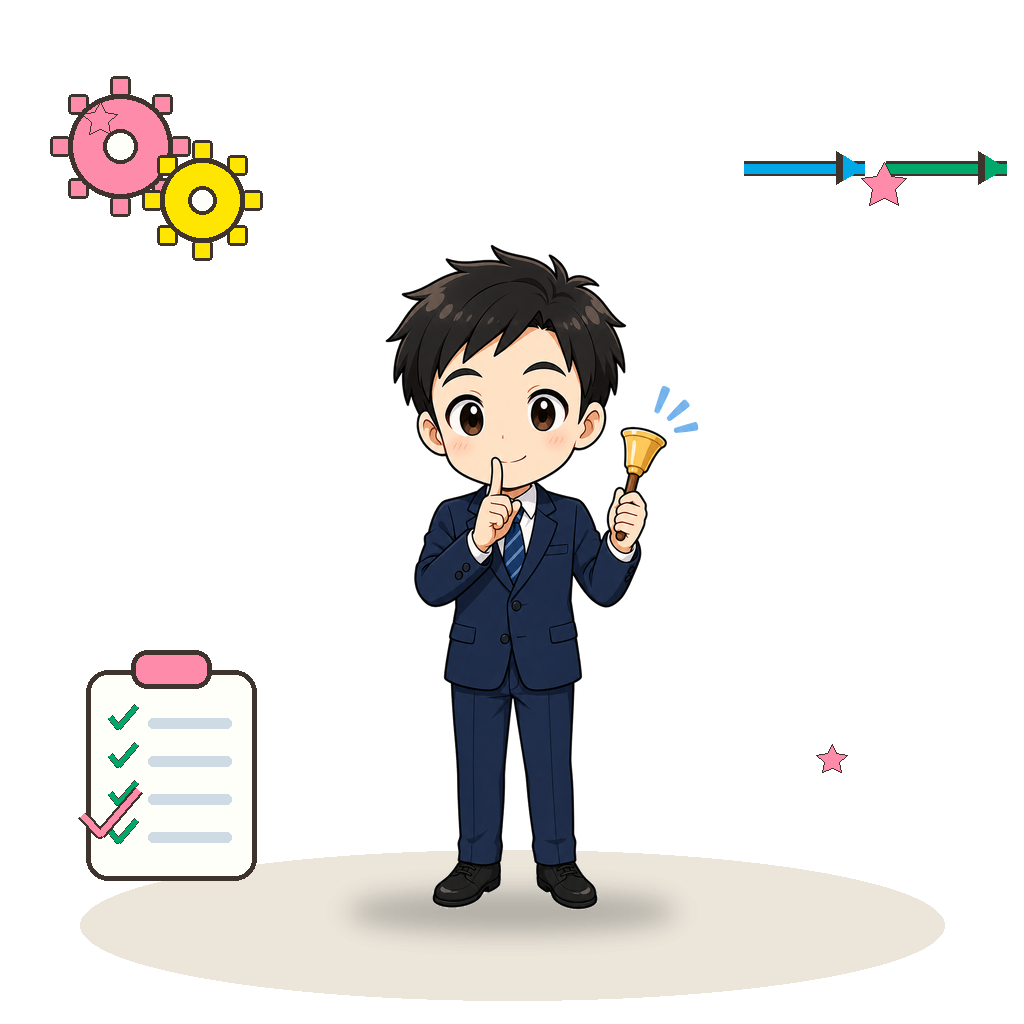 アイデアを案内する男性教師のイラスト