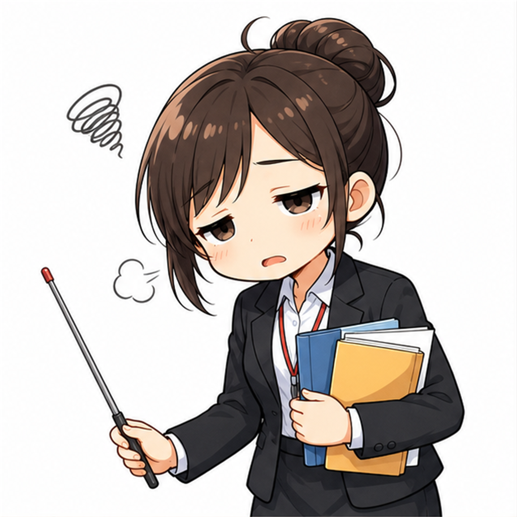 疲れた様子の女性教師